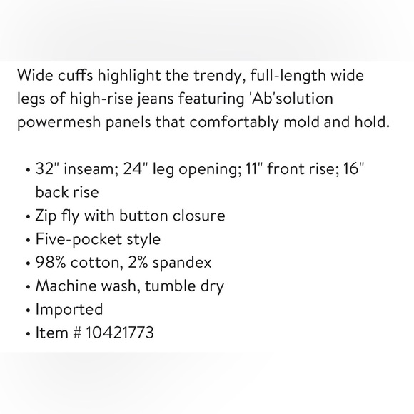 NWT Wit & Wisdom Ab Solution Skyrise Wide Leg Jeans in Mid Blue Artisanal 16 - Picture 7 of 7